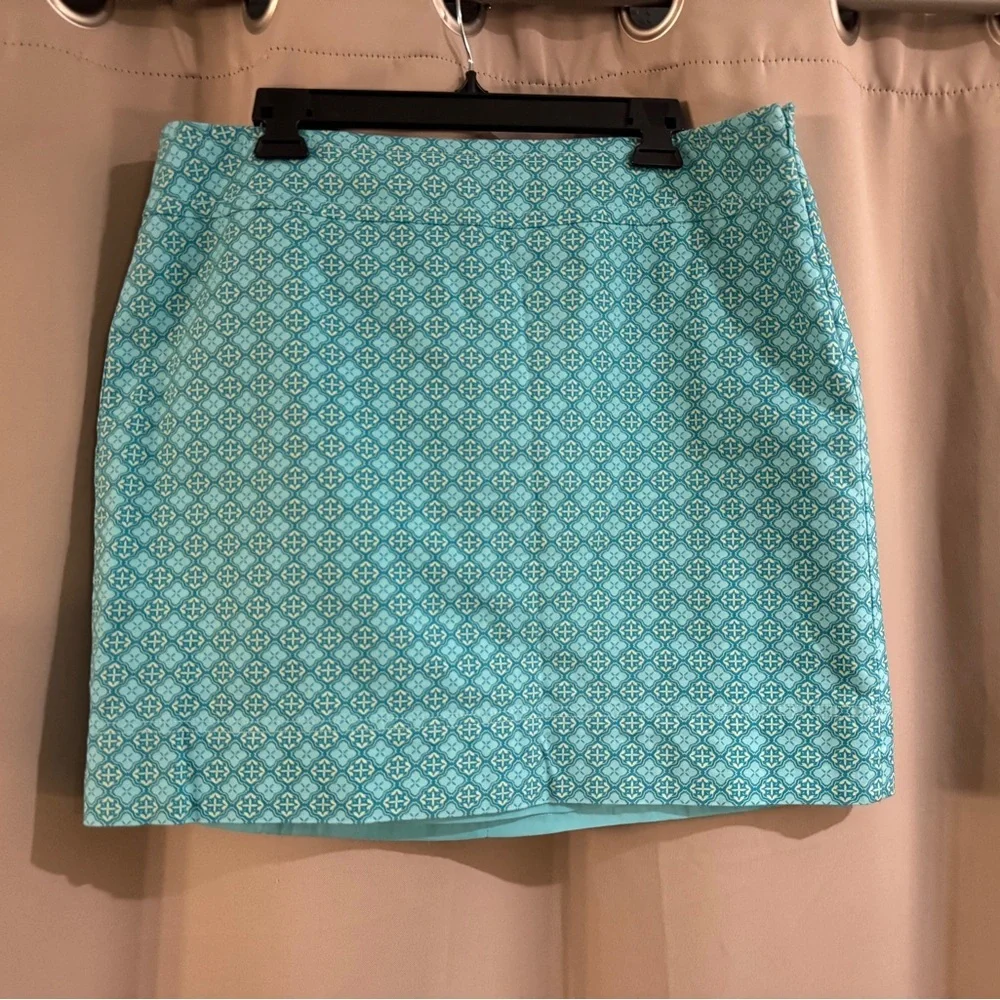 Talbots Aqua Patterned Mini Skirt